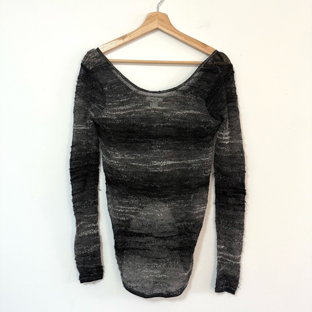 HELMUT LANG Open Knit Mohair Wool Asymmetrical Sweater Italian Yarn
